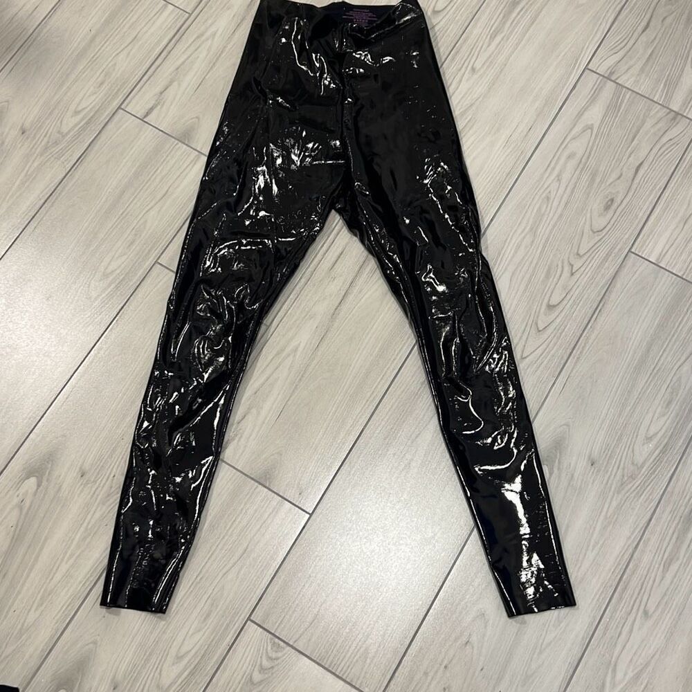 Commando Classic Faux Patent Leather Leggings High Rise Black Pants Women's Sz S